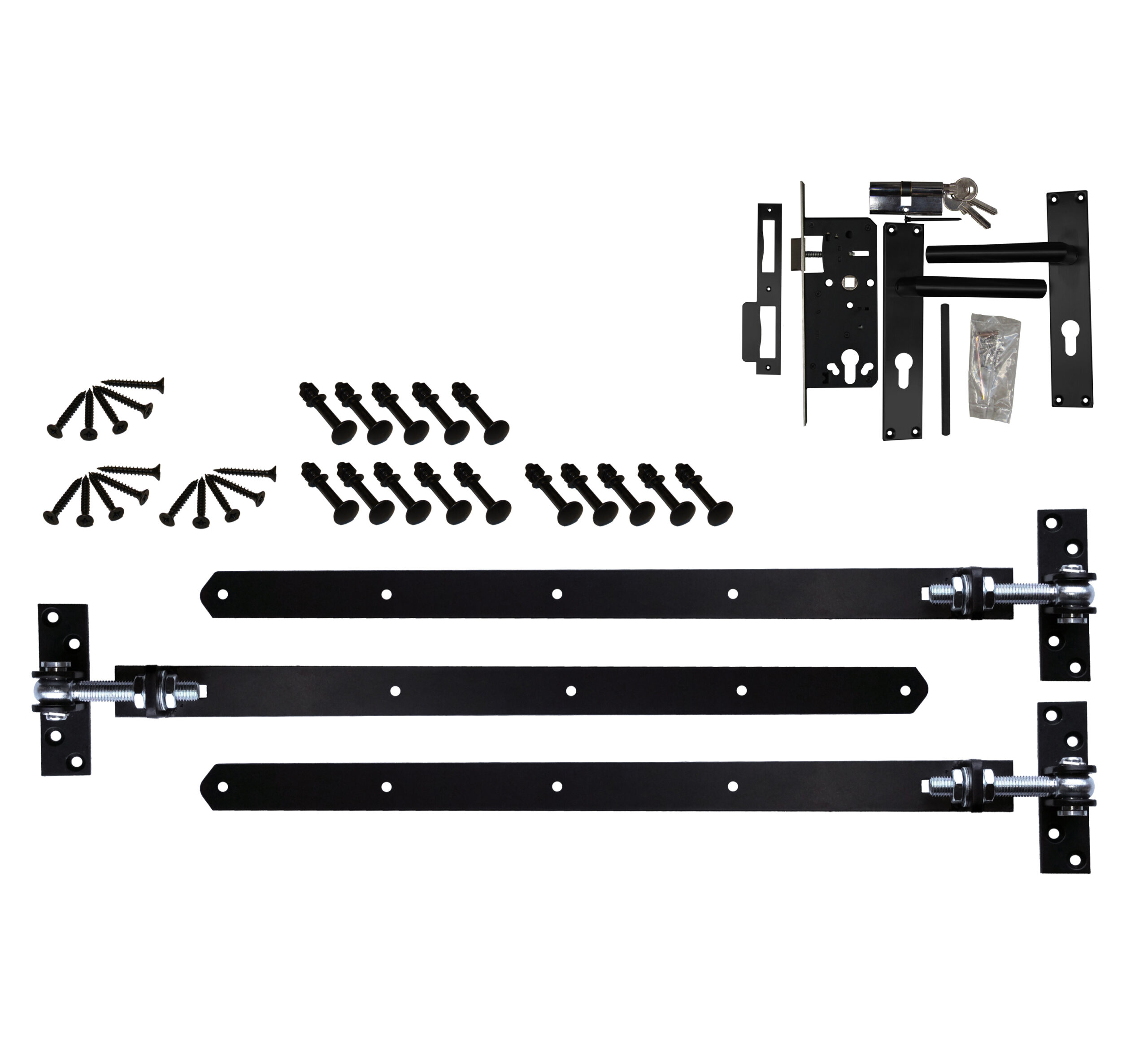 Beslagset zwart opgeklampte deur enkel XL 92.0052